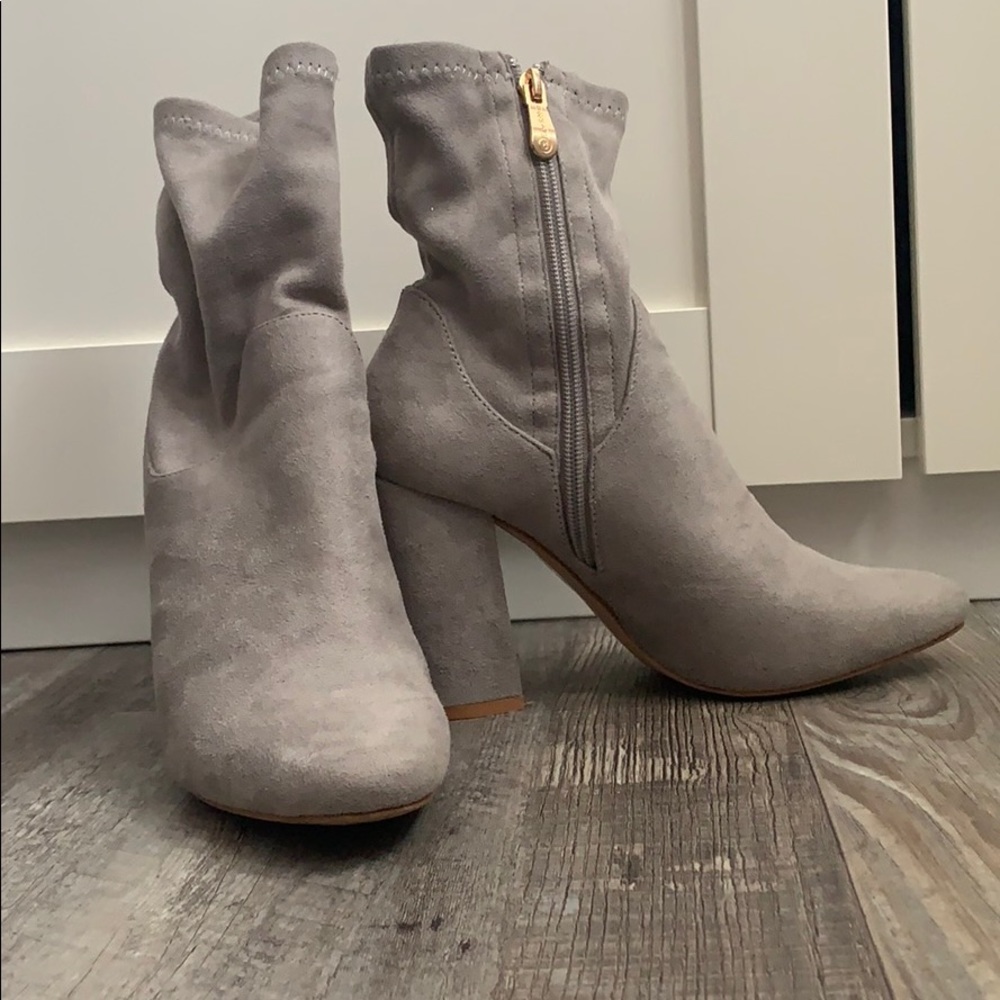 Faux Suede Gray Booties 🤍